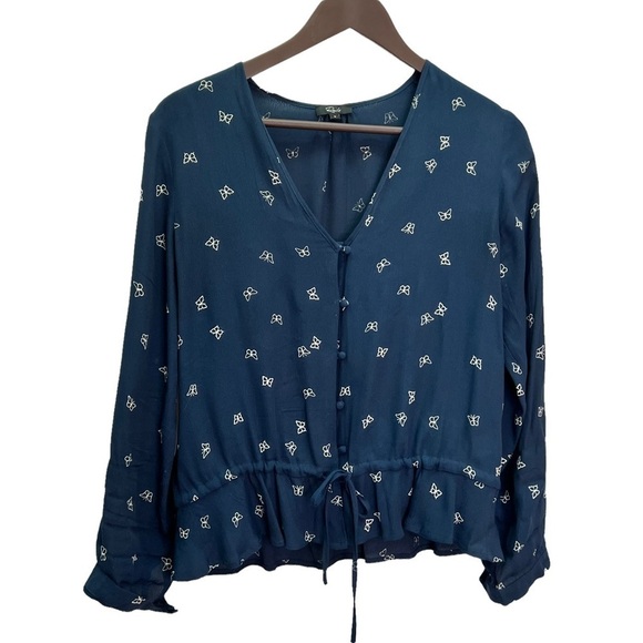 RAILS Beaux Navy Butterflies Long Sleeve Button Up Blouse Top Size.S - Picture 5 of 15